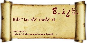 Büte Árpád névjegykártya